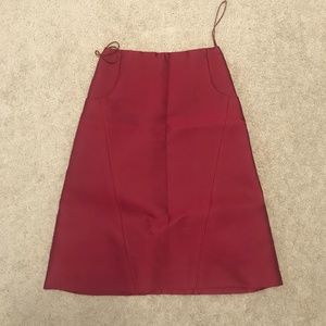 carolina herrera red satin skirt